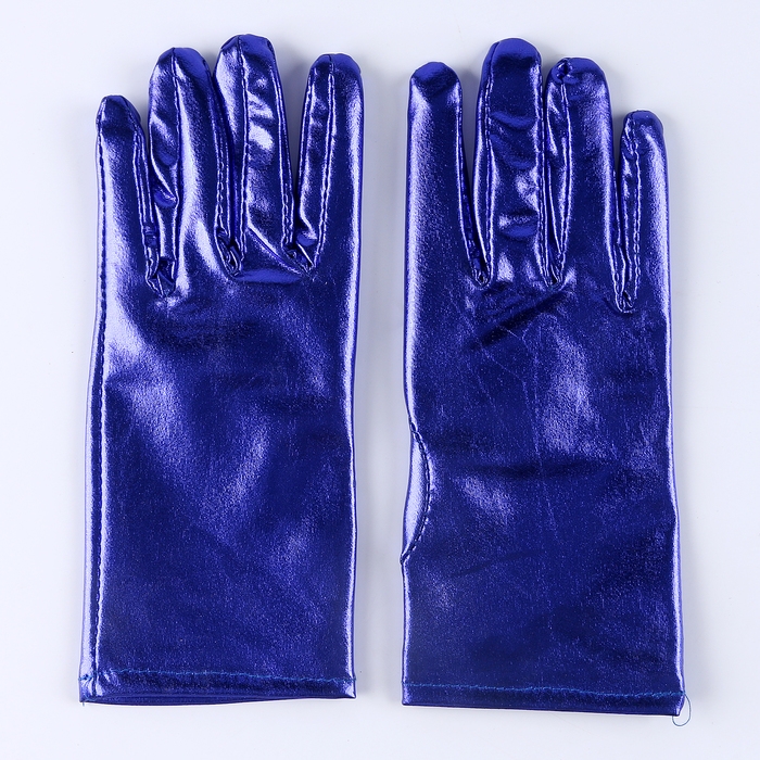 Перчатки женские, цвет синий, металлик, искусственная кожа Перчатки женские, цвет синий, металлик, искусственная кожа