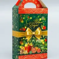 Коробка подарочная новогодняя Ларец «Бантик» 17.5×31×7 см