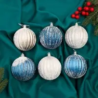 Ёлочные игрушки &laquo;Роксолана&raquo;, шары новогодние, набор 6 шт., d=8 см, бело - синий