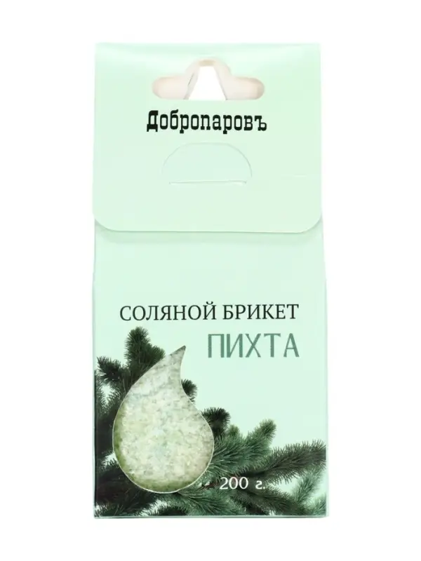 Соляной брикет куб &laquo;Пихта&raquo; 200 г &laquo;Добропаровъ&raquo;