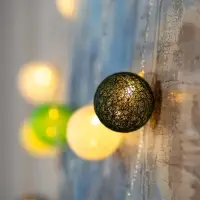 Гирлянда &laquo;Нить&raquo; 5 м с насадками &laquo;Клубки бело-зелёные&raquo;, IP20, прозрачная нить, 20 LED, свечение тёплое белое, 220 В