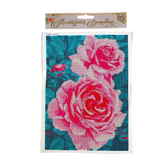 Алмазная мозаика с полным заполнением на холсте «Розы на кусте», 15 х 21 см Алмазная мозаика с полным заполнением на холсте «Розы на кусте», 15 х 21 см