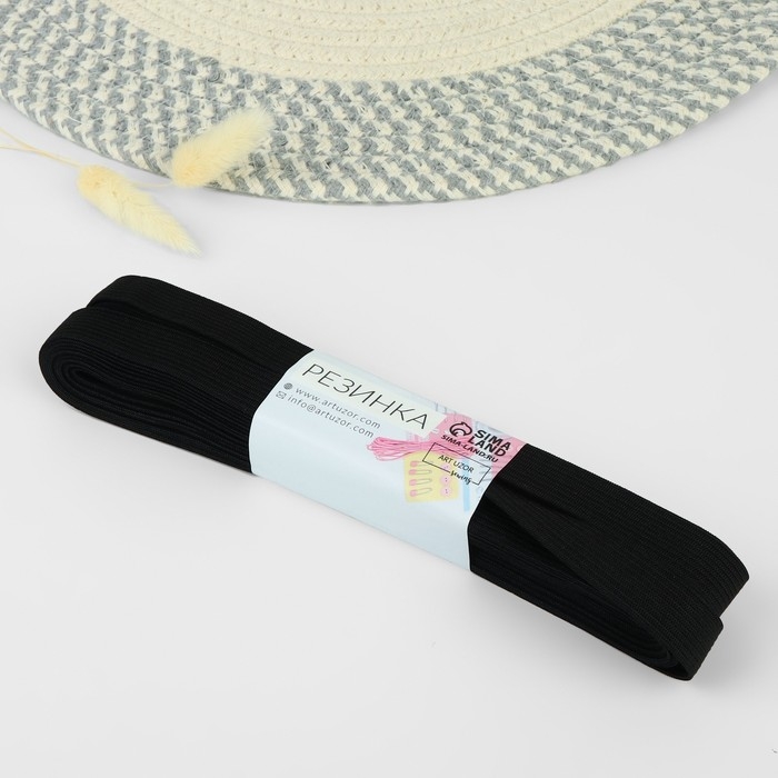 Резинка вязаная, 15 мм, 10 ± 0,5 м, цвет чёрный Резинка вязаная, 15 мм, 10 ± 0,5 м, цвет чёрный