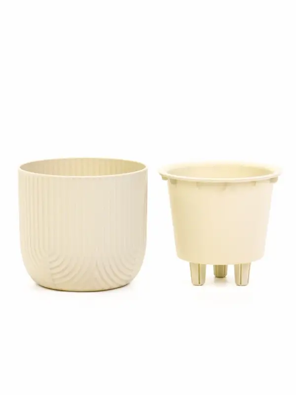 Кашпо со вставкой 1 л d15 см h14 см РАМОНА белый