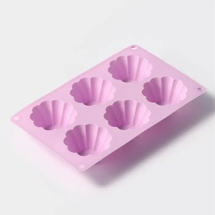 Форма для выпечки Доляна &laquo;Сладости. Пудинг&raquo;, силикон, 29.5&times;17.5 см, 6 ячеек (7.7&times;3 см), сиреневая