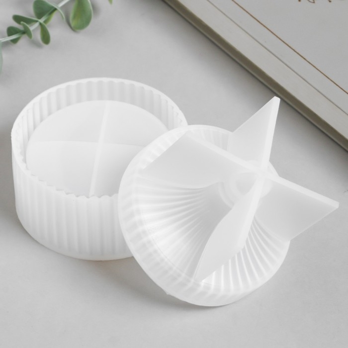 Молд силикон Молд силикон "Шкатулка круглая ребристая" с крышкой 6х6х8,3 см