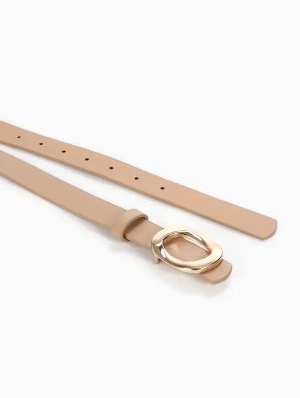 Ремень женский, золотистая пряжка, гвоздик, 2.3&times;105 см, бежевый