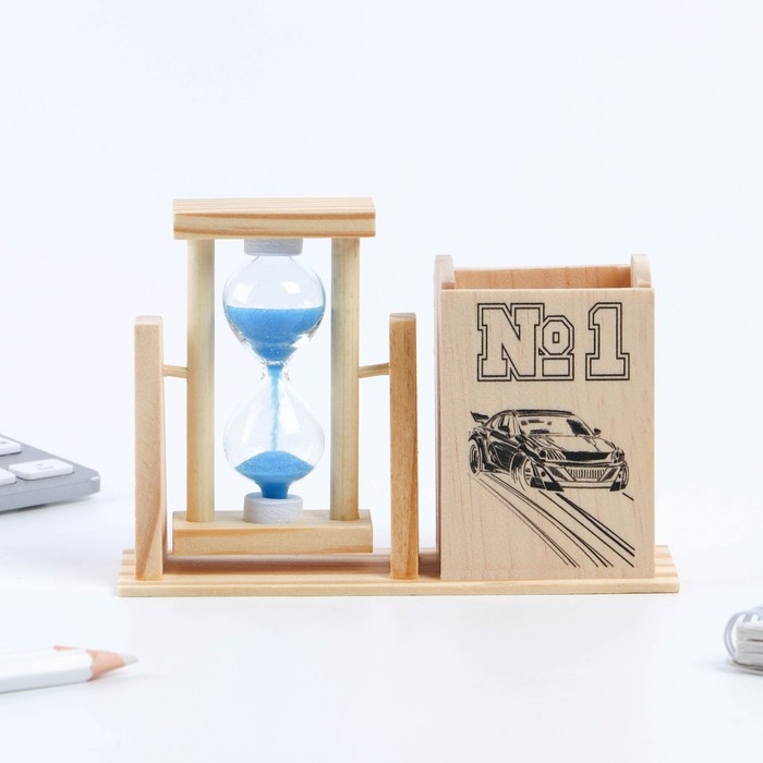Органайзер для канцелярии с песочными часами (2 в 1) «№1»