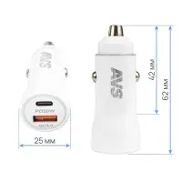 USB автомобильное зарядное устройство AVS 2 порта UC-613 (USB QC 3.0+PD Type C)