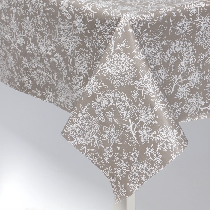 Скатерть на стол «Цветение» Доляна 137×180 см, серая