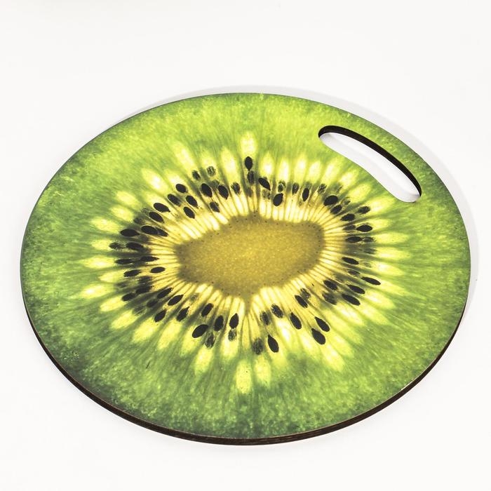 Доска разделочная и сервировочная круглая кухонная  Доска разделочная и сервировочная круглая кухонная "Киви в разрезе", 25,5 см