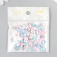 Бусины для творчества PVC "Колечки розово-голубые" набор ≈ 330 шт 0,1х0,6х0,6 см