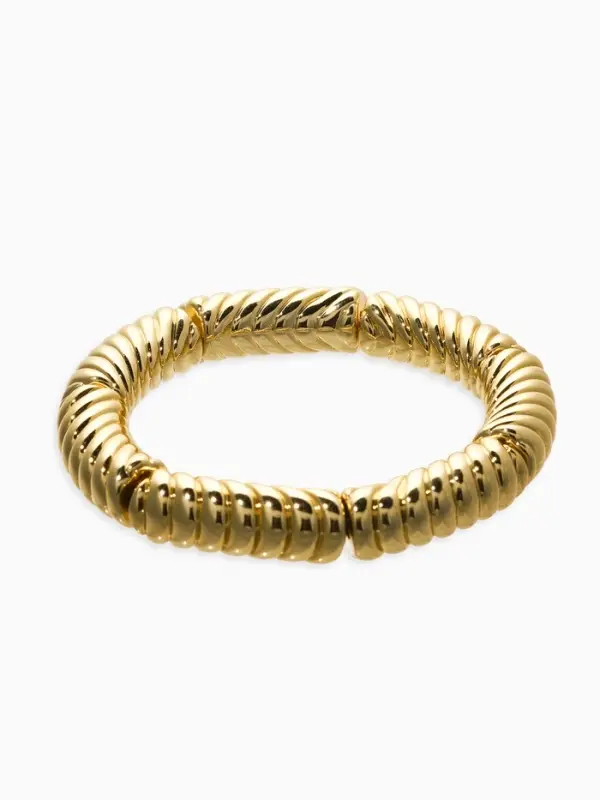 Браслет пластик на резинке Браслет пластик на резинке "Стиль" резной, цвет золото