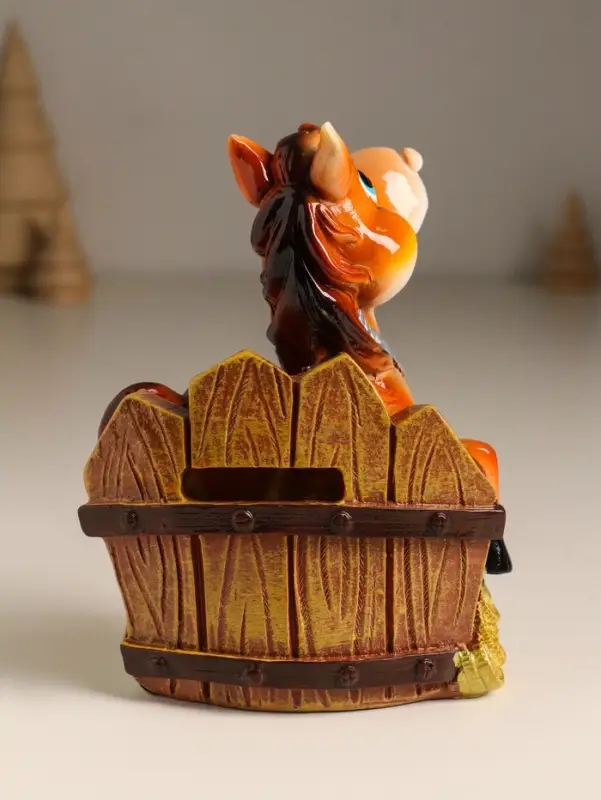 Копилка полистоун Копилка полистоун "Коняшка у забора с монетками" 9,5х5х12,8 см