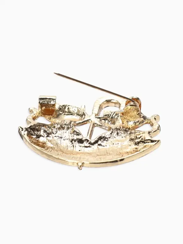 Брошь &laquo;Кошки&raquo; в зонте, осенняя, цвет коричневый в золоте