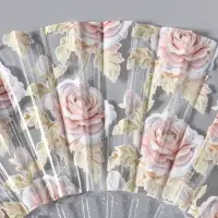 Веер складной пластик &laquo;Кремовые розы&raquo;, блеск, 23 см