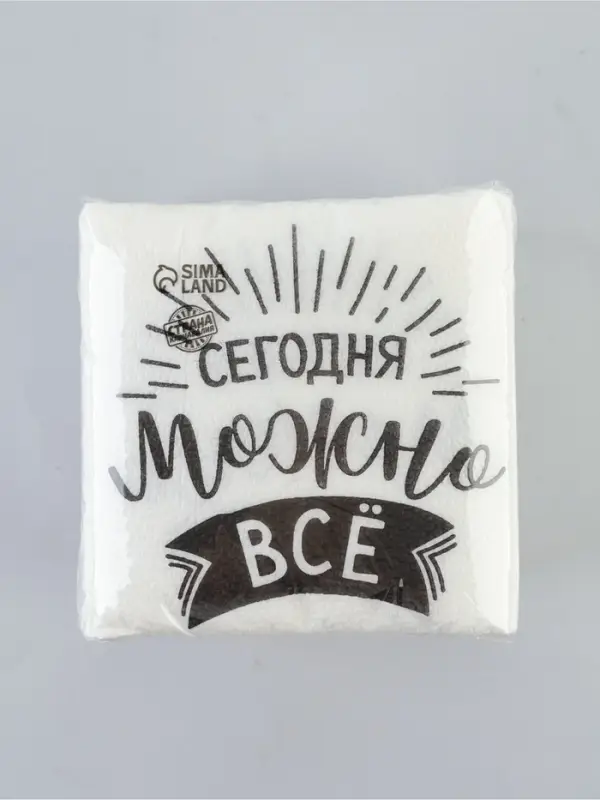 Салфетки бумажные однослойные "Сегодня можно всё", 24х24 см, набор 100 шт.