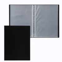 Папка с 20 вкладышами А5, 500 мкм, Calligrata, текстура &laquo;песок&raquo;, черная