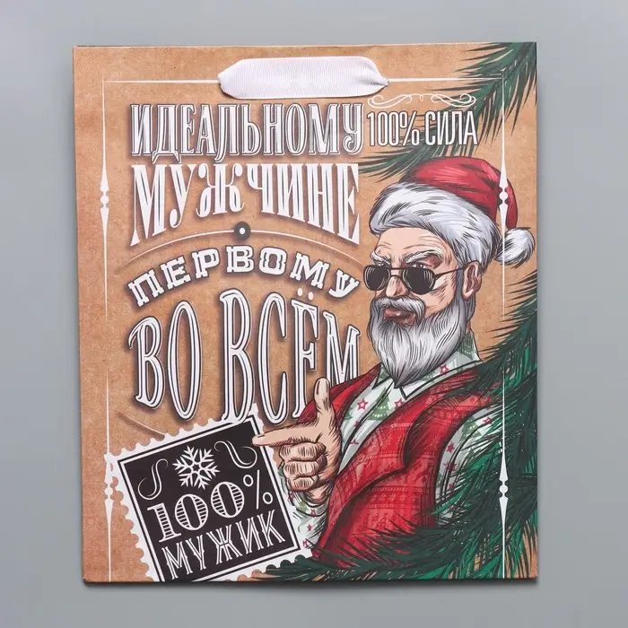 Пакет подарочный новогодний крафтовый вертикальный «Идеальному мужчине», ML 23 х 27 х 11,5 см Пакет подарочный новогодний крафтовый вертикальный «Идеальному мужчине», ML 23 х 27 х 11,5 см