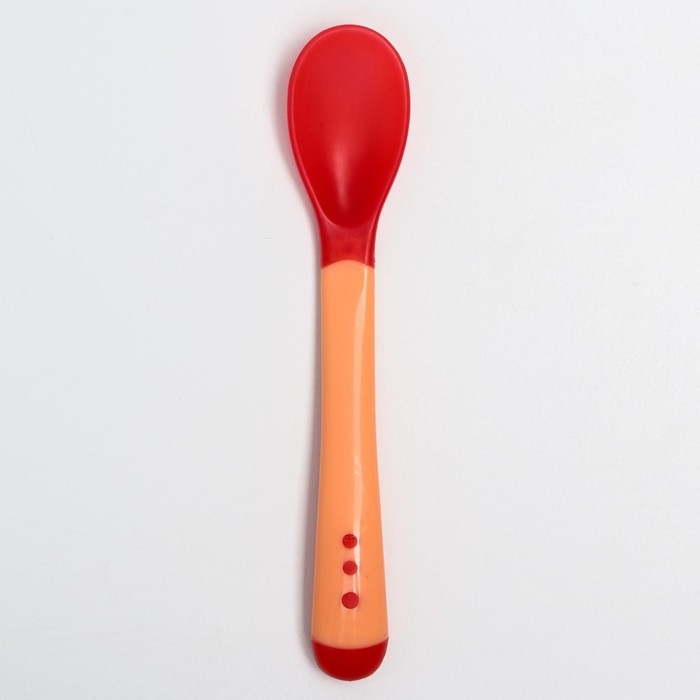 Ложка детская для кормления, термочувствительная, цвет красно-бежевый Ложка детская для кормления, термочувствительная, цвет красно-бежевый