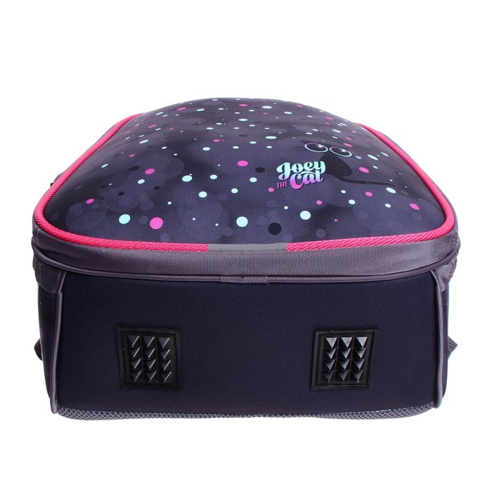 Рюкзак каркасный школьный 38 х 30 х 16 см, эргономичная спинка, Stavia "Кот + горох", серый