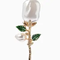 Брошь &laquo;Цветок&raquo; роза. жемчуг, цвет белый в серебре