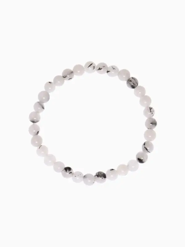 Браслет из бусин &laquo;Агат волосатик&raquo;, d=5 см, шар №6, белый