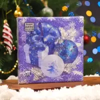 Салфетки бумажные Home Collection &laquo;Новогодняя композиция синяя&raquo;, 3 слоя, 33&times;33 см, 20 шт.