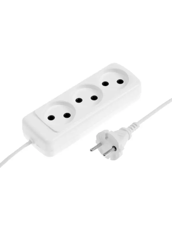 Удлинитель СТАРТ УХ6-103, 3 розетки, 1,5 м, 6 А, ШВВП, с заземлением, белый
