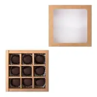 Коробка для 9 конфет, крафт, 13.5&times;13.5&times;3.2 см