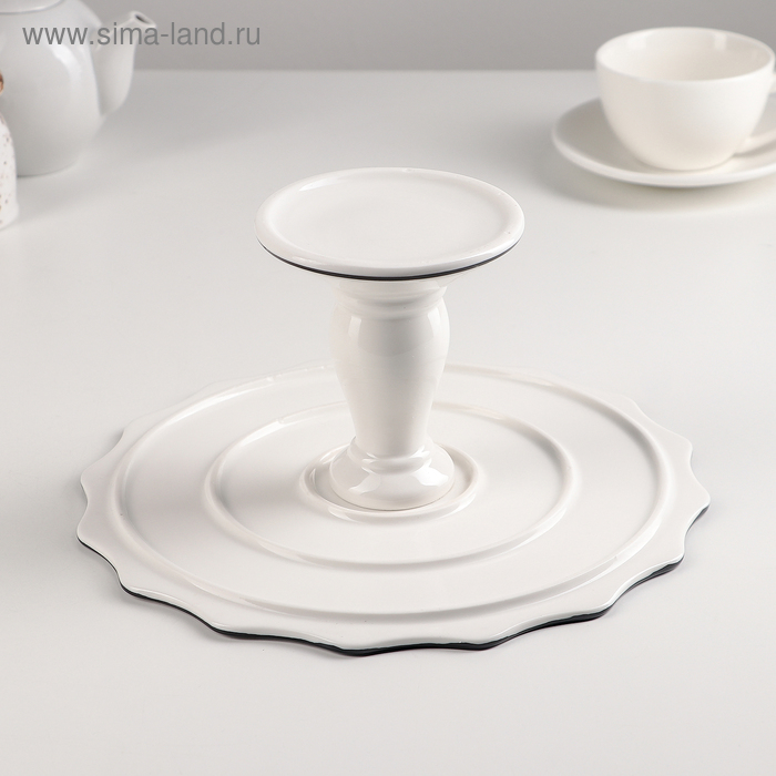 Подставка для десертов керамическая «Фронтьер», d=25 см, цвет белый