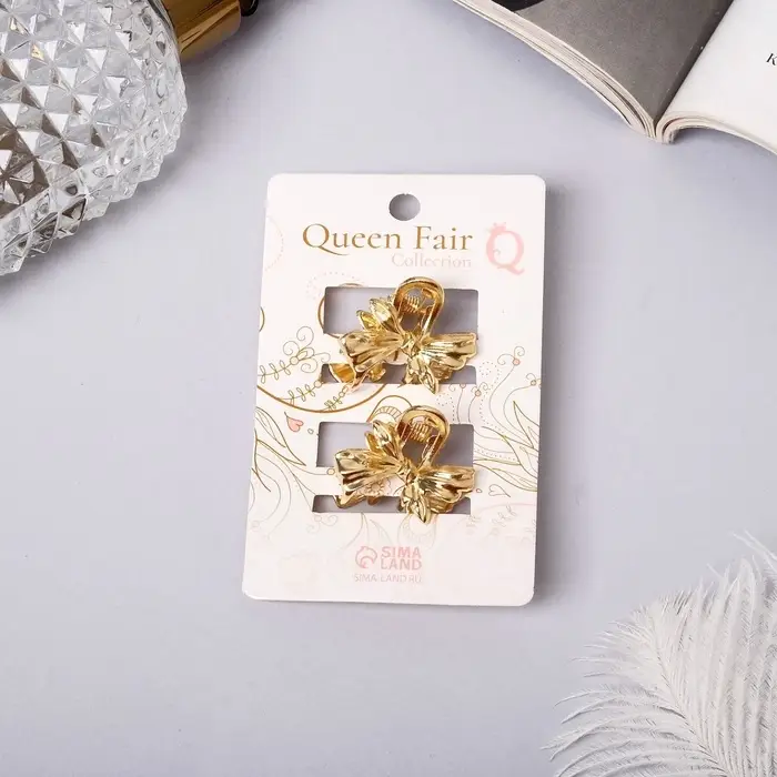 Крабик для волос &laquo;Либерти&raquo;, набор 2 шт., бант, 2.5 см, золото