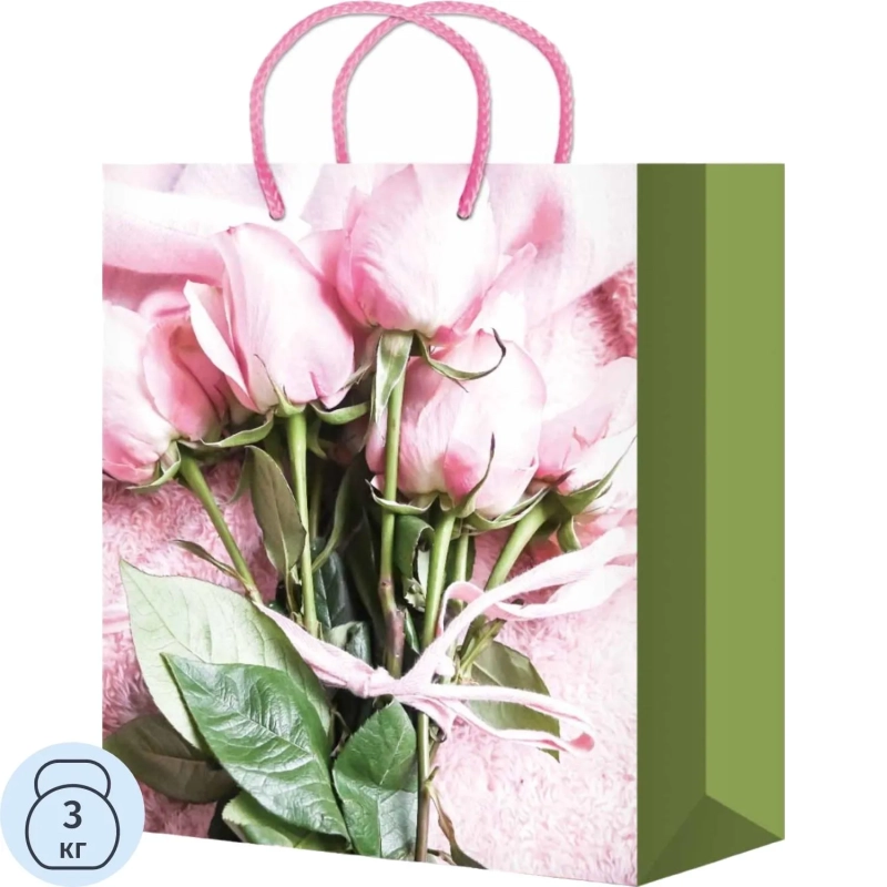 Пакет подарочн. с глянц.ламинацией 22x31x10см&nbsp;Розовые розы,157г ППК-4443
