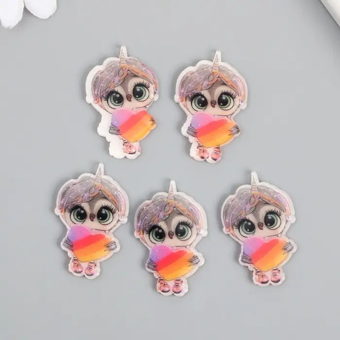 Декоративный элемент для творчества «Арт Узор. Совушка с сердцем», акрил, 2.3×3.7 см