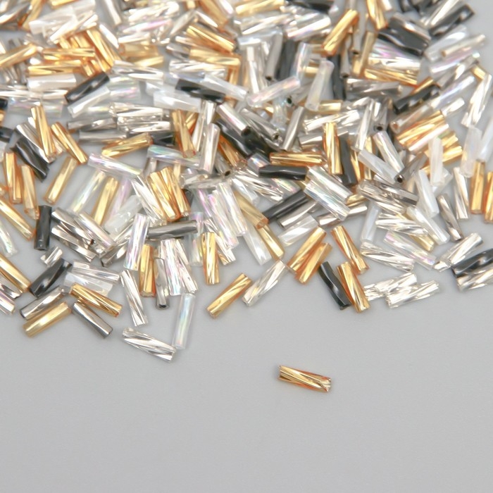 Бисер стекло 2х6 мм  Бисер стекло 2х6 мм "Спиральные трубочки. Классический микс" 10 гр ≈300 шт