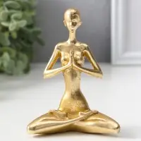 Сувенир полистоун "Обнажённая девушка - медитация" золото 4,5х9,2х12,5 см