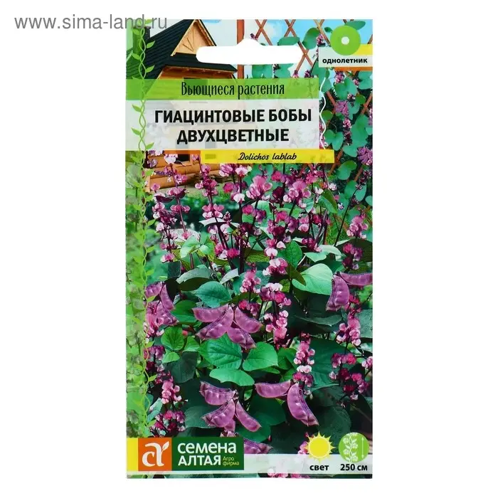 Семена цветов Гиацинтовые бобы  Семена цветов Гиацинтовые бобы "Двухцветные", ц/п,  О, ц/п, 1 г