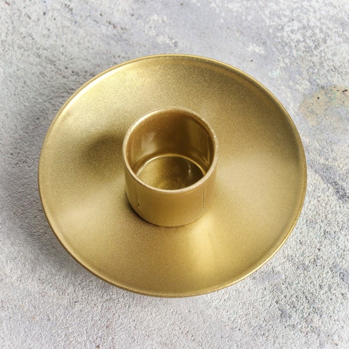 Подсвечник Подсвечник "Лотос 2H" металл на одну свечу, 7,5х2,5 см, золотой