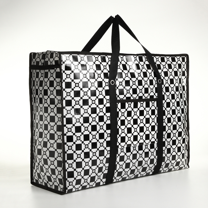 Сумка хозяйственная на молнии, цвет чёрный/белый Сумка хозяйственная на молнии, цвет чёрный/белый