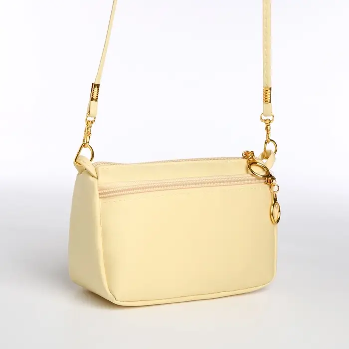 Сумка женская кросс-боди на молнии, 18&times;6.5&times;12 см, бежевая