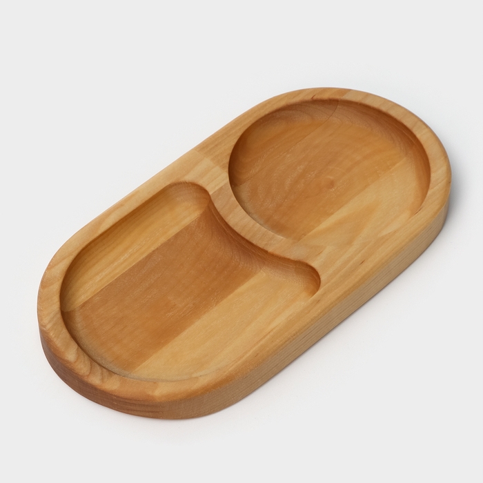 Поднос для подачи, 21×11×2 см, два отделения, берёза Поднос для подачи, 21×11×2 см, два отделения, берёза