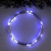Гирлянда &laquo;Нить&raquo; 5 м, роса, IP20, серебристая нить, 50 LED, мерцание всех светодиодов, от батареек АА&times;3, свечение белое