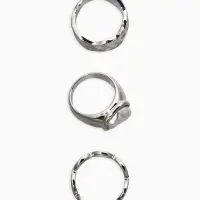 Набор колец 3 шт "Новый стиль" жемчуг,цепь, размер МИКС, цвет белый в серебре