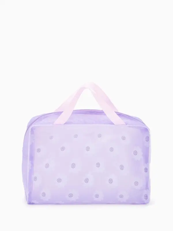 Косметичка - сумка на молнии для бассейна, с ручками, с принтом, сиреневая