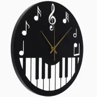 Часы настенные интерьерные &laquo;Пианино&raquo;, бесшумные, плавный ход, d=40 см, металл, чёрные