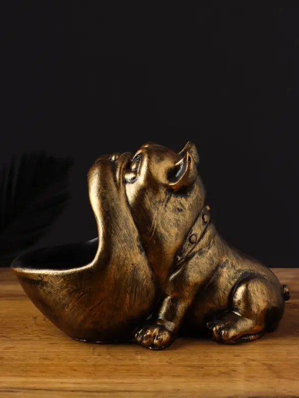 Подставка для мелочей "Бульдог" 15х20х11 см, золото