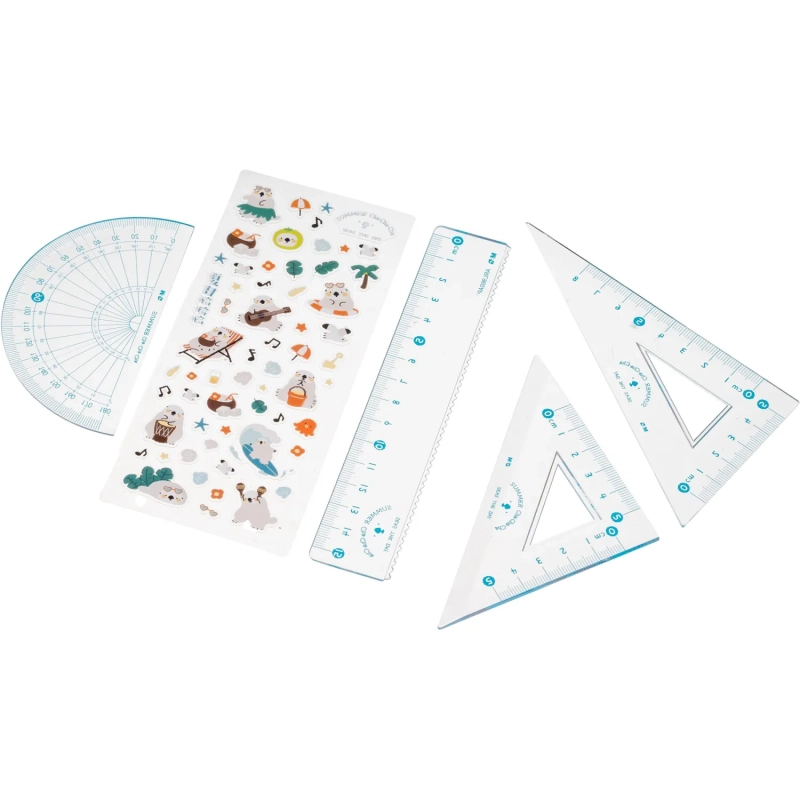 Набор чертежный M&G Summer Cha Cha (лин, транс, 2 треуг), в ПВХ конверте