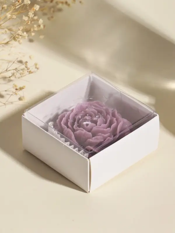 Свеча декоративная "Пион" фиолет d=7,5 см 8,2х8,2х4,4 см