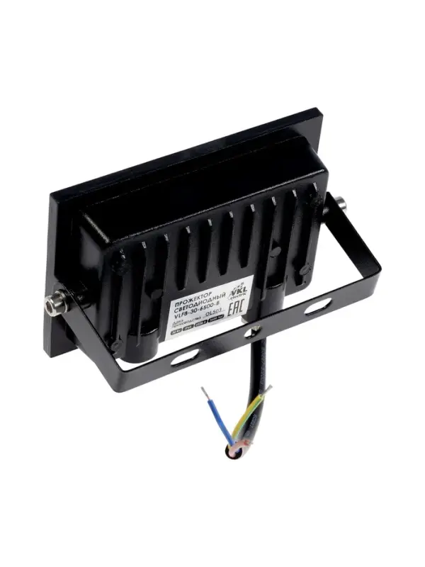 Прожектор  светодиодный VKL electric, 30 Вт, 3600 Лм, 6500К, IP65, 220V черный, свеч.хол.бел. 109814