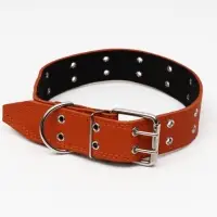 Ошейник безразмерный, 83&times;4.5 см, ОШ 20-71 см, на синтепоне, кожа, оранжевый